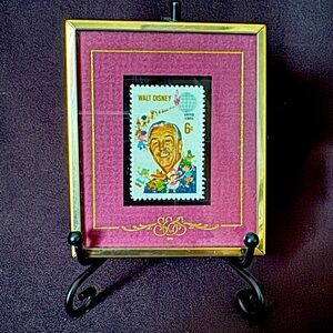 Framed Walt Disney 6 Cent Stamp & Story with Stand
